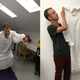 Gideon’s reference image of Lucas (left) and Gideon holding the comissioned gown himself (right). Images: Gideon Kendall